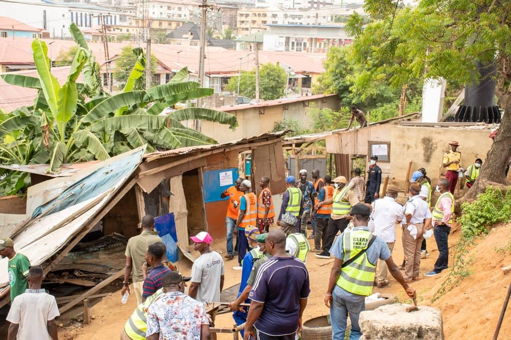 Ikeja LG demolishes criminal hideouts, recovers guns and weapons