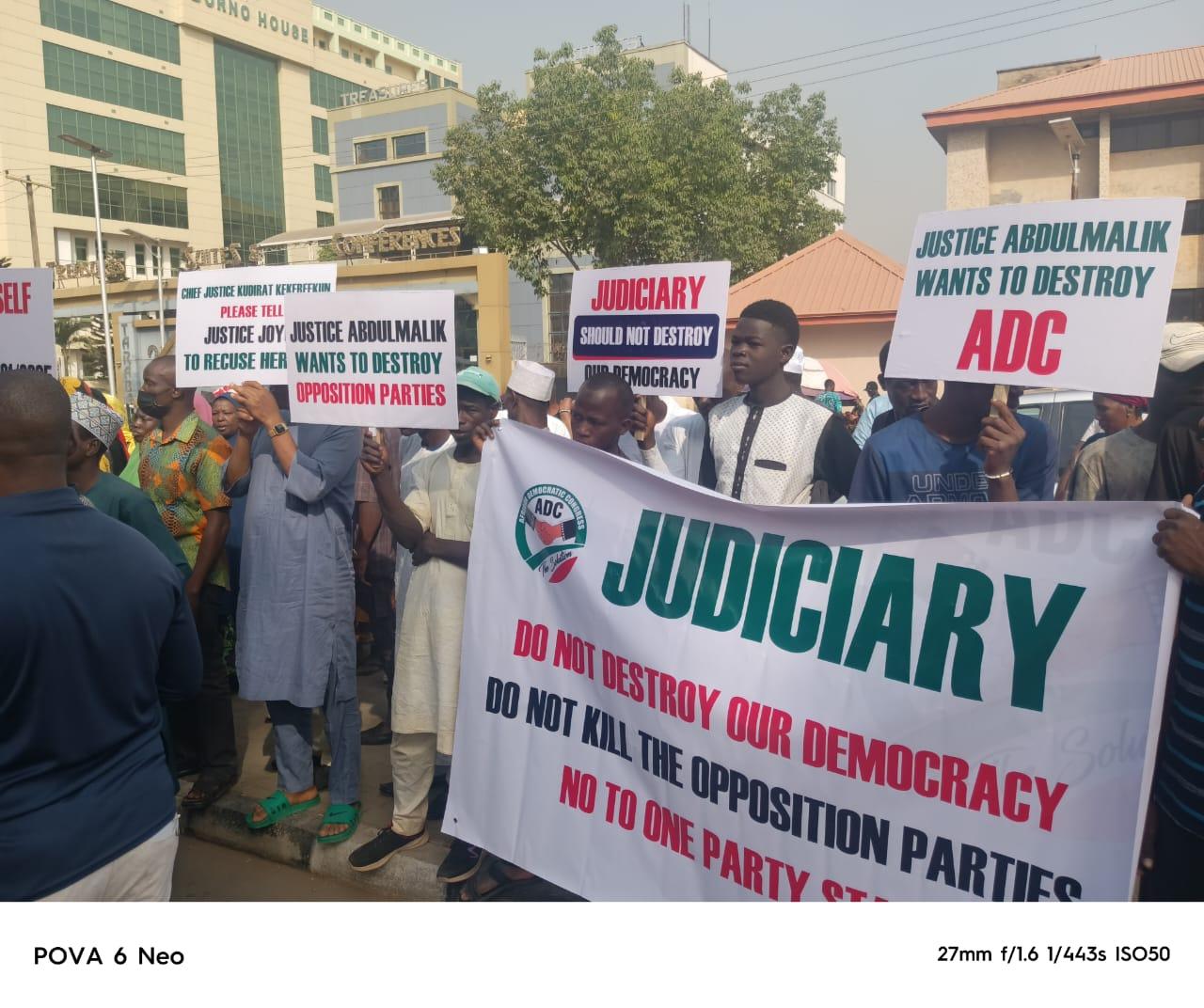 ADC Members Protest in Abuja, Demand Judge's Recusal Amid Court Tensions